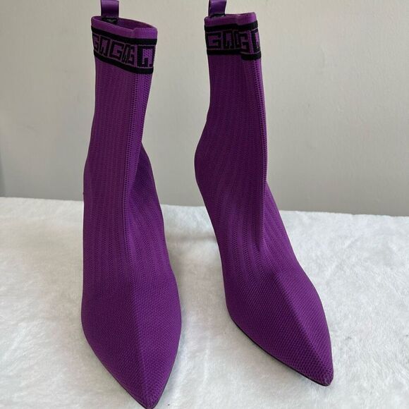 Guess Dallyce Logo Purple Sock Booties 6.5 Women - Picture 2 of 9